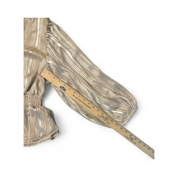 Express Gold Striped Blouse with balloon sleeves. WOMENS size m. - Picture 3 of 5